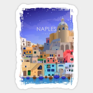 Naples Italy Italian Vintage Minimal Retro Travel Poster Sticker